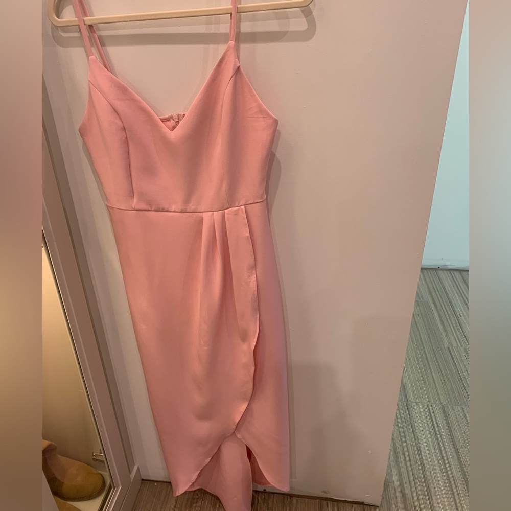 S Baby doll pink midi dress with slit *Never worn with tags